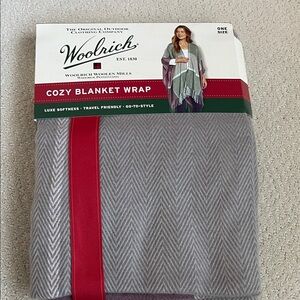 Woolrich Gray Herringbone Blanket Wrap